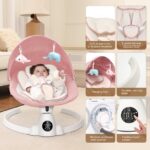 Babyeap Baby Swing for Infants - Smart Electric Swing with Bluetooth Control 5-point Harness,5 Sway Speed,10 Lullabies(Pink)