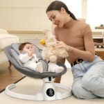 Babyeap Baby Swing for Infants - Smart Electric Swing with Bluetooth Control 5-point Harness,5 Sway Speed,10 Lullabies(Gray)