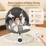Babyeap Baby Swing for Infants - Smart Electric Swing with Bluetooth Control 5-point Harness,5 Sway Speed,10 Lullabies(Gray)