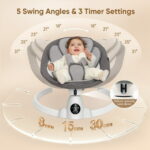 Babyeap Baby Swing for Infants - Smart Electric Swing with Bluetooth Control 5-point Harness,5 Sway Speed,10 Lullabies(Gray)
