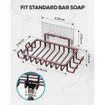 Bar Soap Holder for Shower Wall with Hooks, Stainless Steel Adhesive Soap Dish for Bathroom