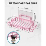 Bar Soap Holder for Shower Wall with Hooks, Stainless Steel Adhesive Soap Dish for Bathroom