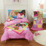Barbie Toddler Bedding, 5Pc Set, Comforter, Sheet, Pillowcase, Throw, Pillow