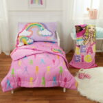 Barbie Toddler Bedding, 5Pc Set, Comforter, Sheet, Pillowcase, Throw, Pillow