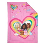 Barbie Toddler Bedding, 5Pc Set, Comforter, Sheet, Pillowcase, Throw, Pillow
