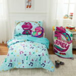 Barney Toddler Bedding, 5Pc Set, Comforter, Sheet, Pillowcase, Throw, Pillow