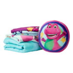 Barney Toddler Bedding, 5Pc Set, Comforter, Sheet, Pillowcase, Throw, Pillow