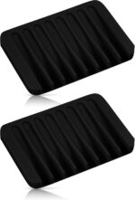 Bathroom Self Draining Soap Dish, Silicone Soap Holder for Bar Soap, Pack of 2
