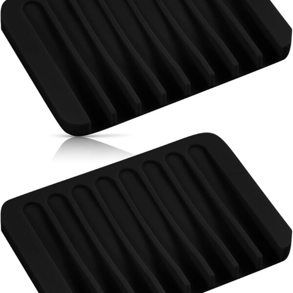 Bathroom Self Draining Soap Dish, Silicone Soap Holder for Bar Soap, Pack of 2