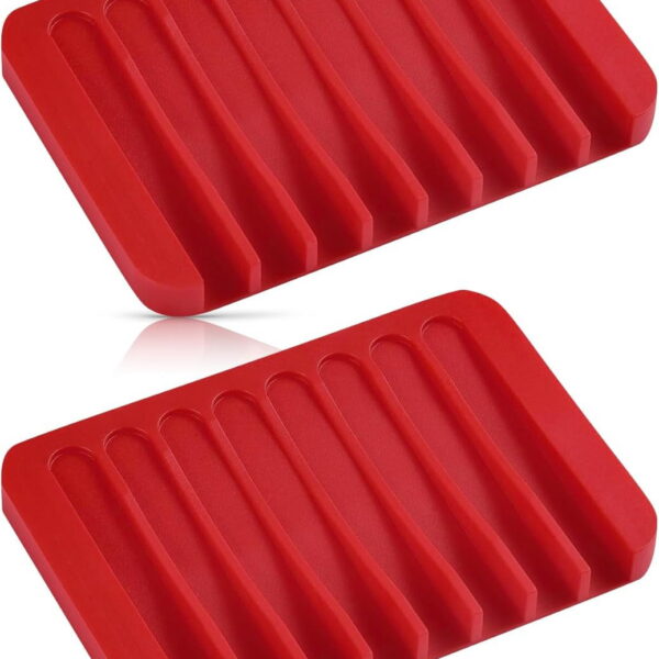 Bathroom Self Draining Soap Dish, Silicone Soap Holder for Bar Soap, Pack of 2