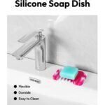 Bathroom Self Draining Soap Dish, Silicone Soap Holder for Bar Soap, Pack of 2