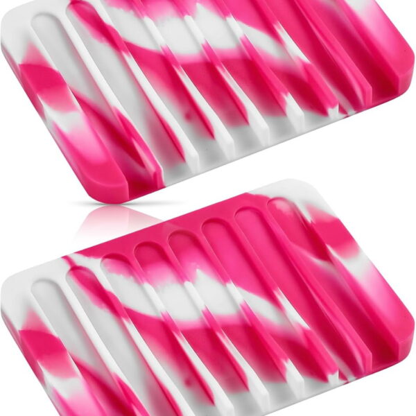 Bathroom Self Draining Soap Dish, Silicone Soap Holder for Bar Soap, Pack of 2