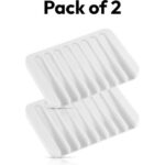 Bathroom Self Draining Soap Dish, Silicone Soap Holder for Bar Soap, Pack of 2