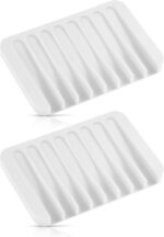 Bathroom Self Draining Soap Dish, Silicone Soap Holder for Bar Soap, Pack of 2