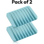 Bathroom Self Draining Soap Dish, Silicone Soap Holder for Bar Soap, Pack of 2