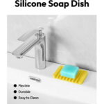 Bathroom Self Draining Soap Dish, Silicone Soap Holder for Bar Soap, Pack of 2