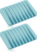 Bathroom Self Draining Soap Dish, Silicone Soap Holder for Bar Soap, Pack of 2