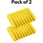 Bathroom Self Draining Soap Dish, Silicone Soap Holder for Bar Soap, Pack of 2