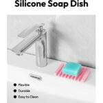 Bathroom Self Draining Soap Dish, Silicone Soap Holder for Bar Soap, Pack of 2