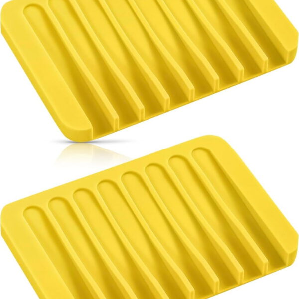 Bathroom Self Draining Soap Dish, Silicone Soap Holder for Bar Soap, Pack of 2