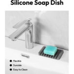 Bathroom Self Draining Soap Dish, Silicone Soap Holder for Bar Soap, Pack of 2