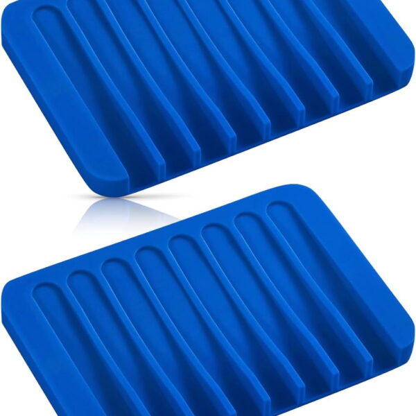 Bathroom Self Draining Soap Dish, Silicone Soap Holder for Bar Soap, Pack of 2