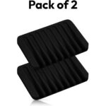 Bathroom Self Draining Soap Dish, Silicone Soap Holder for Bar Soap, Pack of 2