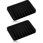 Bathroom Self Draining Soap Dish, Silicone Soap Holder for Bar Soap, Pack of 2