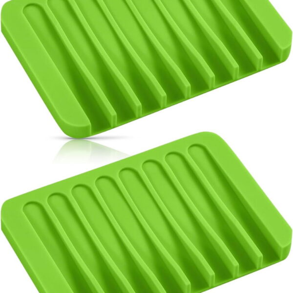 Bathroom Self Draining Soap Dish, Silicone Soap Holder for Bar Soap, Pack of 2
