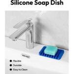 Bathroom Self Draining Soap Dish, Silicone Soap Holder for Bar Soap, Pack of 2