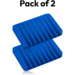 Bathroom Self Draining Soap Dish, Silicone Soap Holder for Bar Soap, Pack of 2