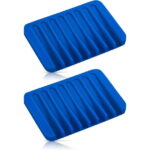 Bathroom Self Draining Soap Dish, Silicone Soap Holder for Bar Soap, Pack of 2