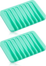 Bathroom Self Draining Soap Dish, Silicone Soap Holder for Bar Soap, Pack of 2