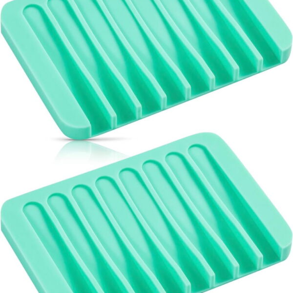 Bathroom Self Draining Soap Dish, Silicone Soap Holder for Bar Soap, Pack of 2