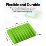 Bathroom Self Draining Soap Dish, Silicone Soap Holder for Bar Soap, Pack of 2