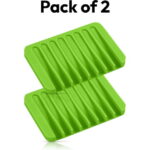 Bathroom Self Draining Soap Dish, Silicone Soap Holder for Bar Soap, Pack of 2