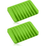 Bathroom Self Draining Soap Dish, Silicone Soap Holder for Bar Soap, Pack of 2