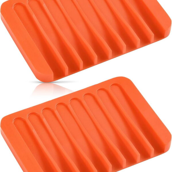 Bathroom Self Draining Soap Dish, Silicone Soap Holder for Bar Soap, Pack of 2