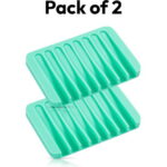 Bathroom Self Draining Soap Dish, Silicone Soap Holder for Bar Soap, Pack of 2