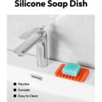 Bathroom Self Draining Soap Dish, Silicone Soap Holder for Bar Soap, Pack of 2