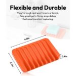 Bathroom Self Draining Soap Dish, Silicone Soap Holder for Bar Soap, Pack of 2