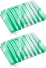 Bathroom Self Draining Soap Dish, Silicone Soap Holder for Bar Soap, Pack of 2