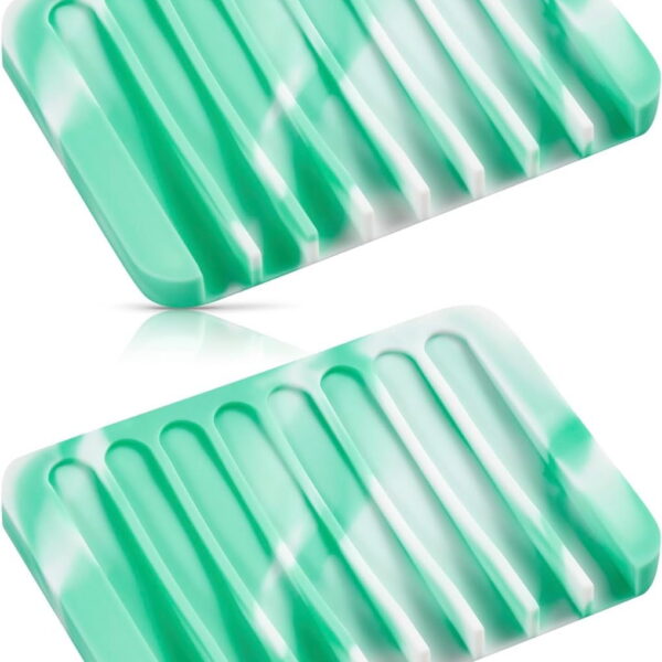 Bathroom Self Draining Soap Dish, Silicone Soap Holder for Bar Soap, Pack of 2