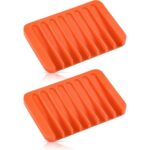 Bathroom Self Draining Soap Dish, Silicone Soap Holder for Bar Soap, Pack of 2