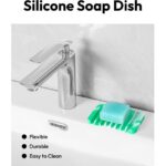 Bathroom Self Draining Soap Dish, Silicone Soap Holder for Bar Soap, Pack of 2