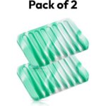 Bathroom Self Draining Soap Dish, Silicone Soap Holder for Bar Soap, Pack of 2