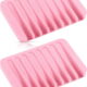 Bathroom Self Draining Soap Dish, Silicone Soap Holder for Bar Soap, Pack of 2