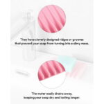 Bathroom Self Draining Soap Dish, Silicone Soap Holder for Bar Soap, Pack of 2