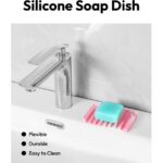 Bathroom Self Draining Soap Dish, Silicone Soap Holder for Bar Soap, Pack of 2