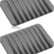 Bathroom Self Draining Soap Dish, Silicone Soap Holder for Bar Soap, Pack of 2